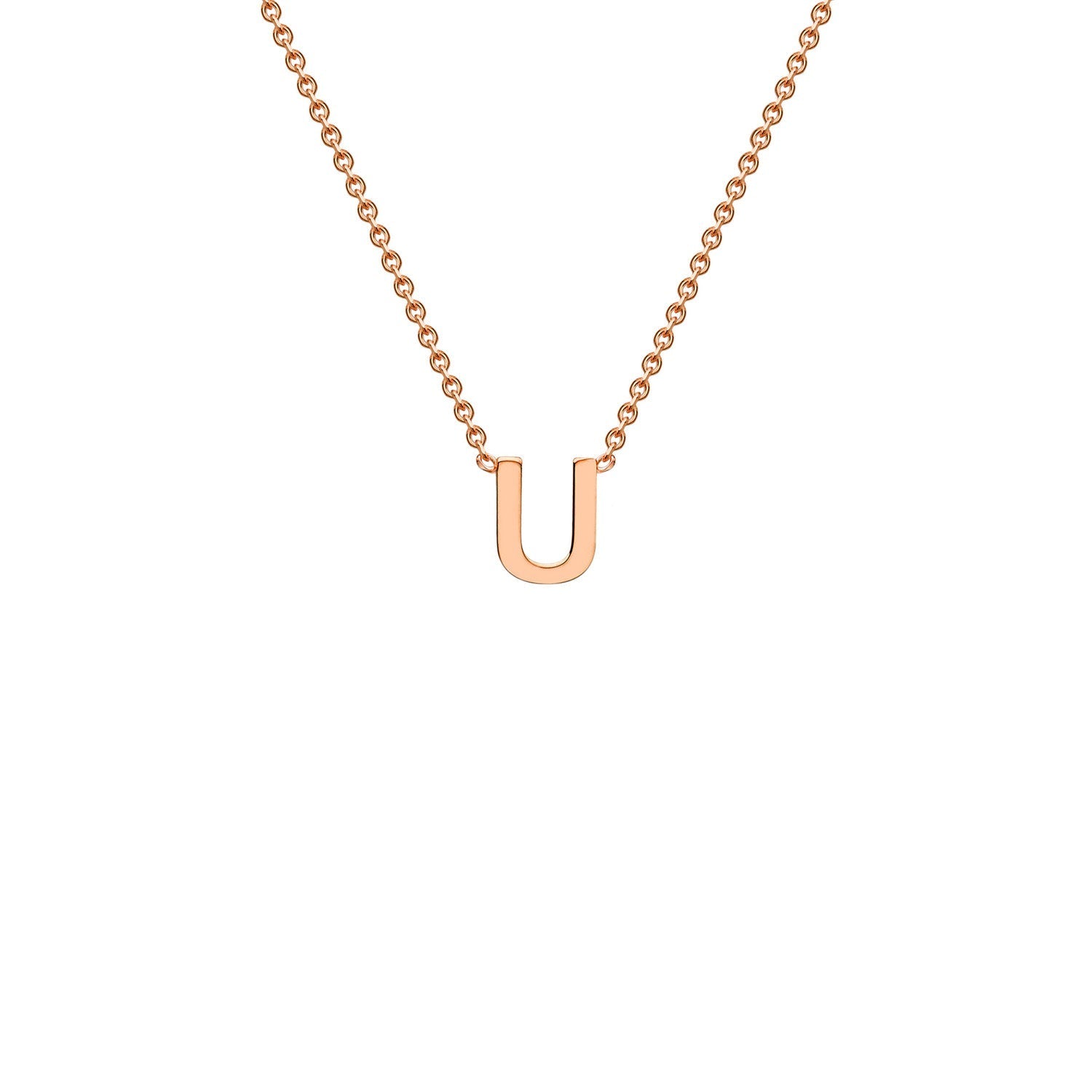 9ct Rose Gold 'U' Initial Adjustable Letter Necklace 38/43cm