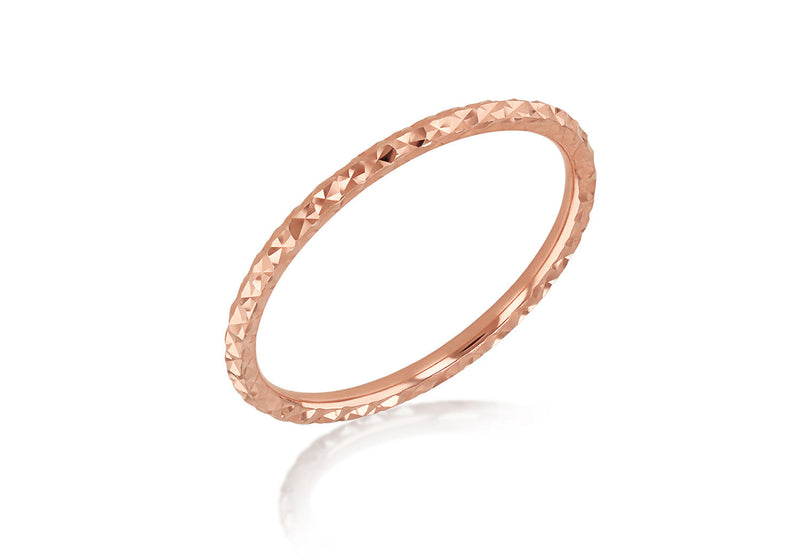 9ct Rose Gold Solid Diamond-Cut Stacker Ring