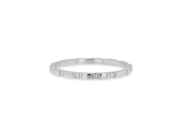 9ct White Gold Brick Stacker Ring