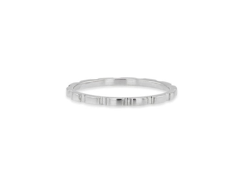 9ct White Gold Brick Stacker Ring