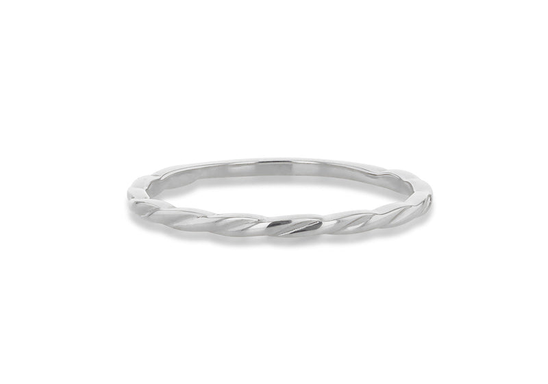 9ct White Gold Slim Twist Stacker Ring