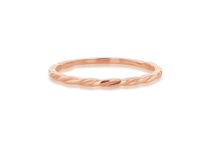 9ct Rose Gold Twist Slim Stacker Ring