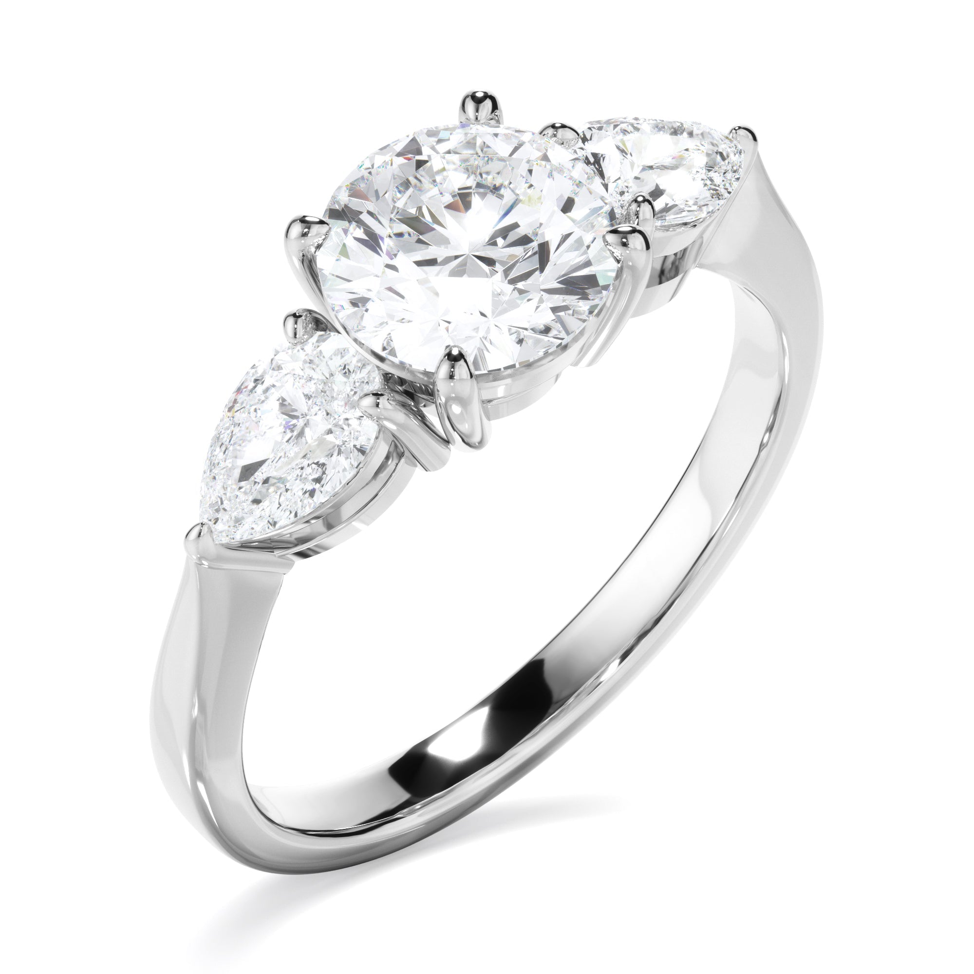 Round Brilliant Cut Diamond Trilogy Engagement Ring