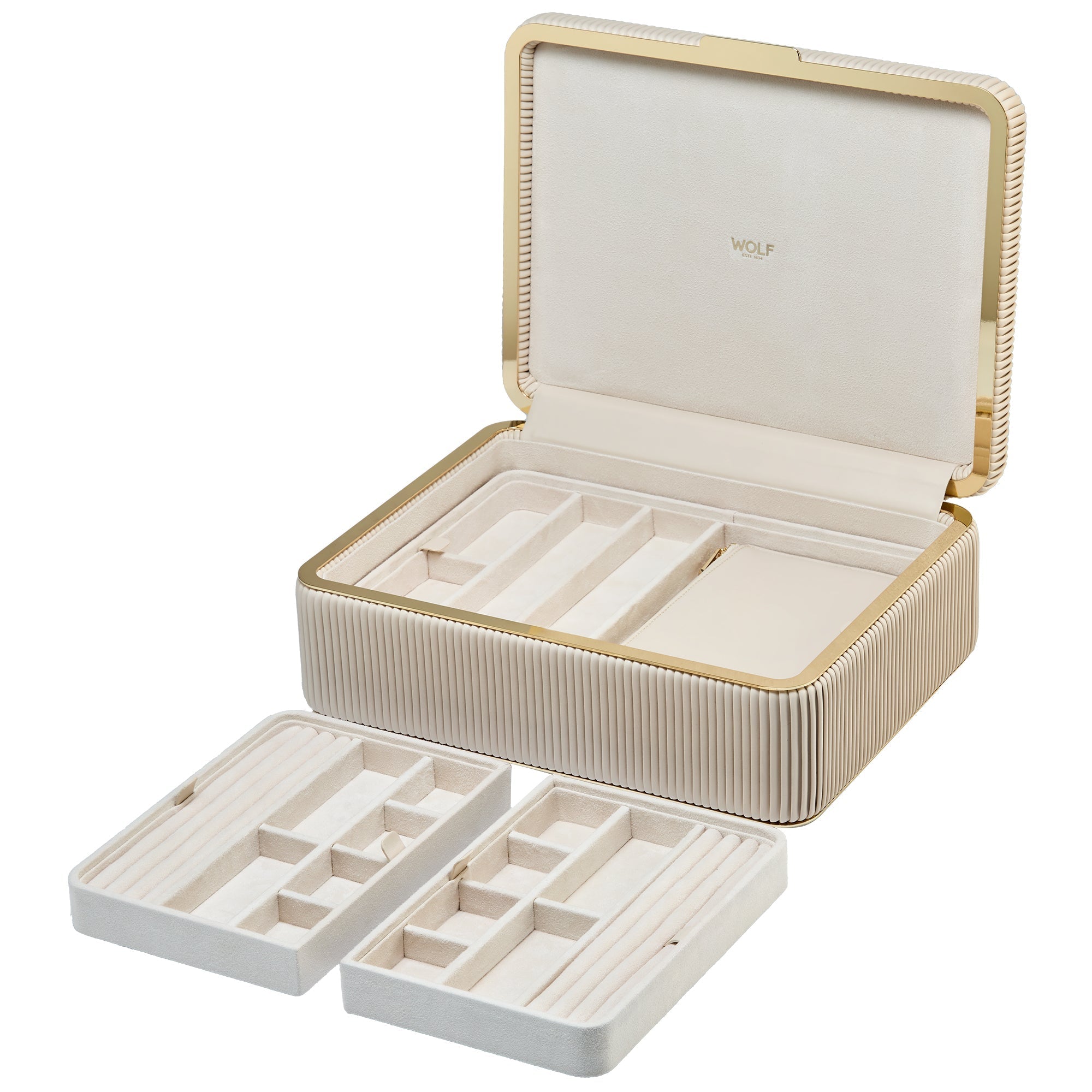Wolf Bella Large Jewellery Box Bone