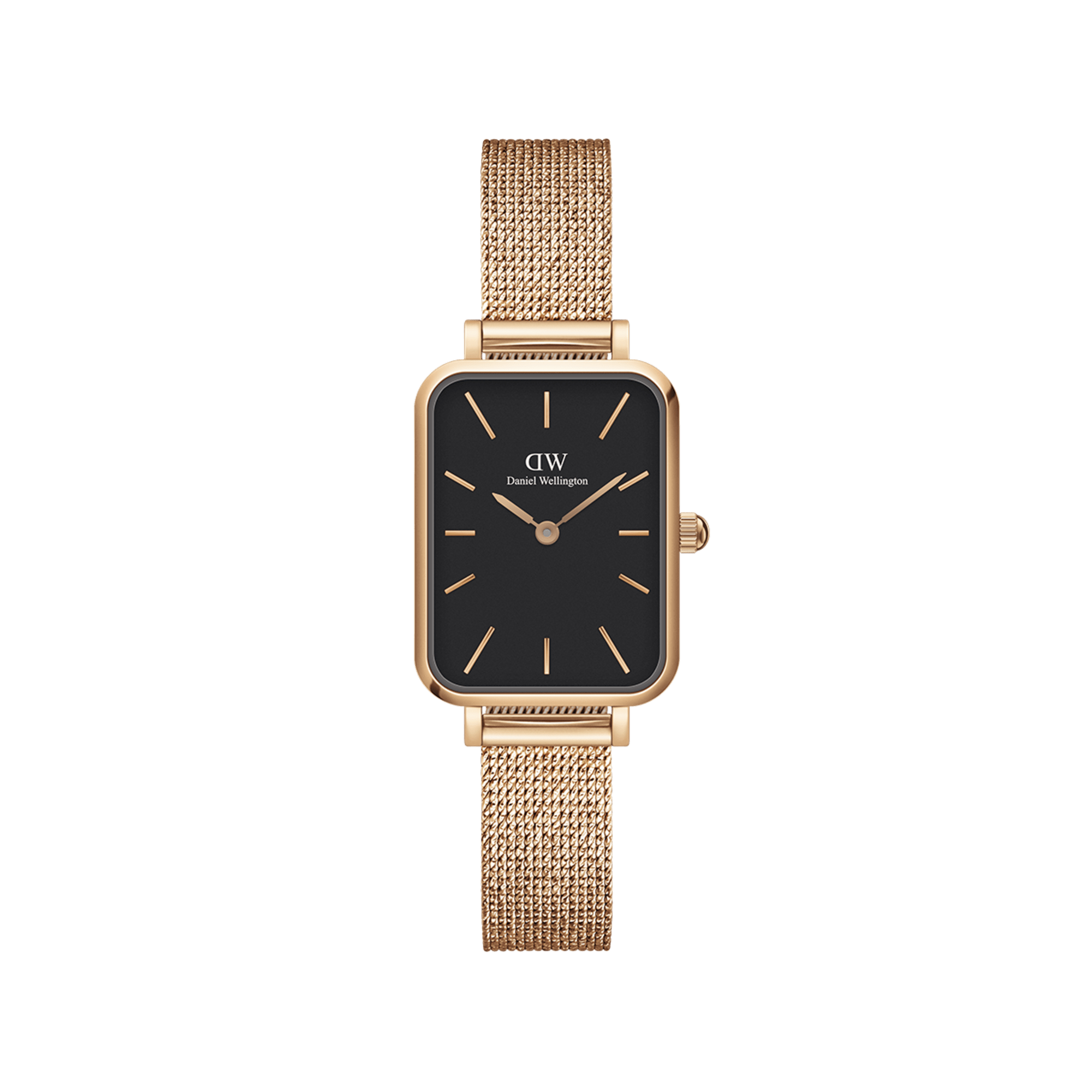 Daniel Wellington Quadro 20X26 Pressed Melrose Rose Gold & Black Watch