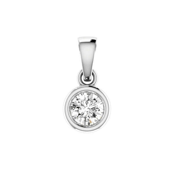 Diamond Solitaire Pendant with 0.10ct Diamonds in 9ct White Gold - 9WBP10