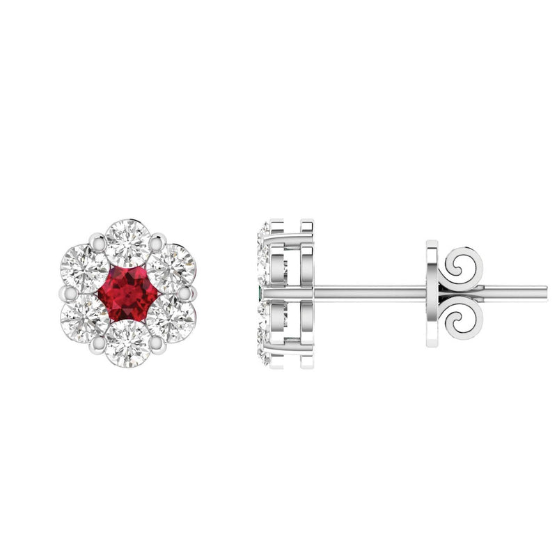 Ruby Diamond Earrings with 0.19ct Diamonds in 9ct White Gold - 9WRE25GHR