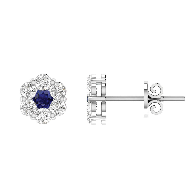 Sapphire Diamond Stud Earrings with 0.19ct Diamonds in 9ct White Gold - 9WRE25GHS