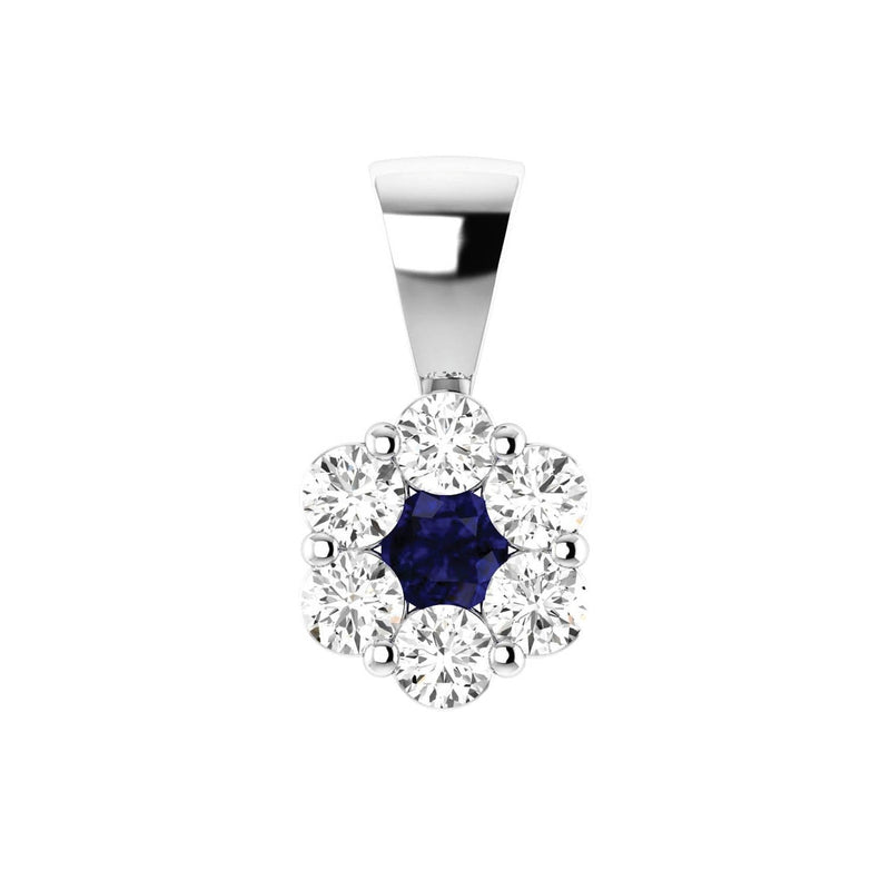 Sapphire Diamond Pendant with 0.19ct Diamonds in 9ct White Gold - 9WRP25GHS