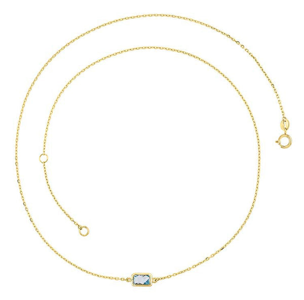 9ct Yellow Gold Faceted Sky Blue Topaz Necklace 45cm