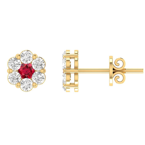 Ruby Diamond Earrings with 0.19ct Diamonds in 9ct Yellow Gold - 9YRE25GHR