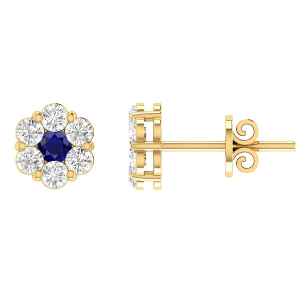 Sapphire Diamond Stud Earrings with 0.19ct Diamonds in 9ct Yellow Gold - 9YRE25GHS