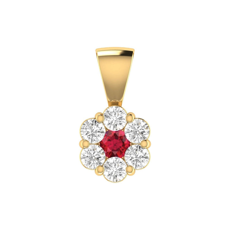 Ruby Diamond Pendant with 0.19ct Diamonds in 9ct Yellow Gold - 9YRP25GHR