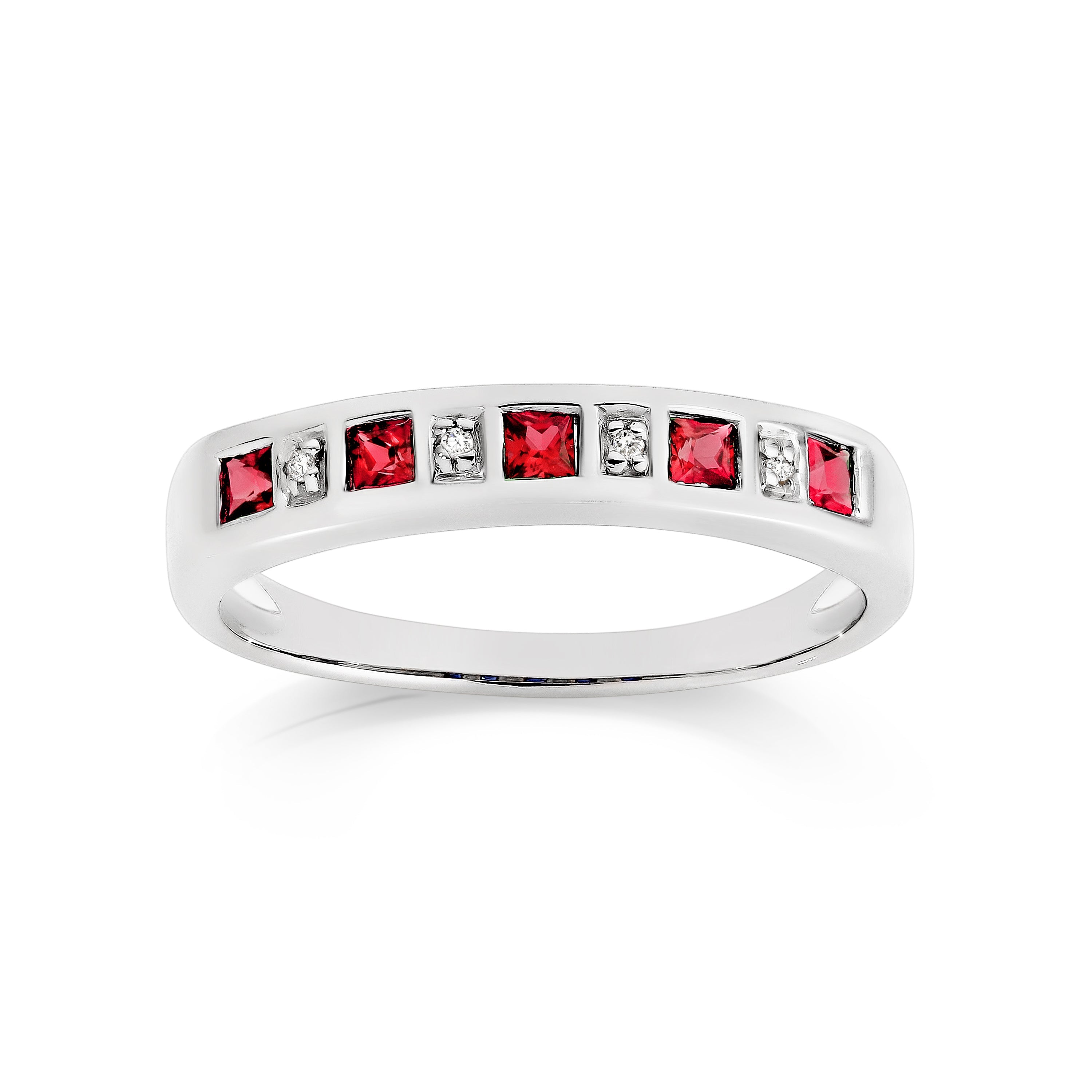 Silver cr ruby & diamond ring