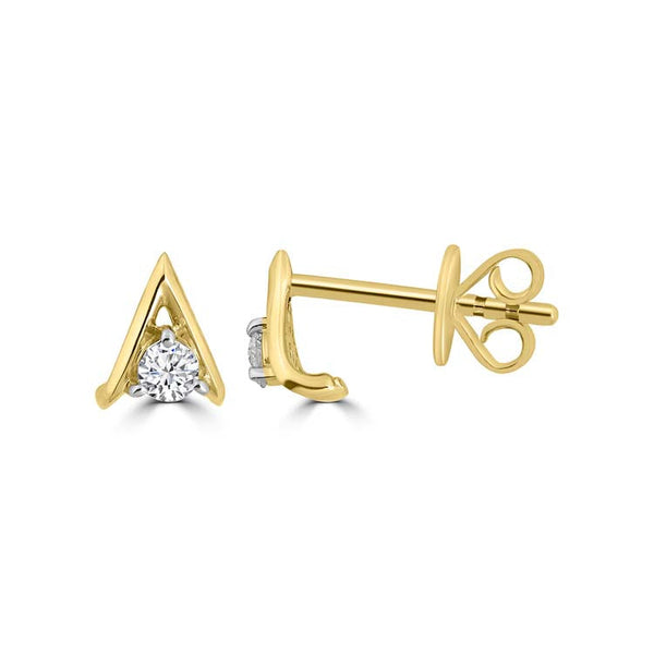 Diamond Stud Earrings with 0.1ct Diamonds in 9ct Yellow Gold