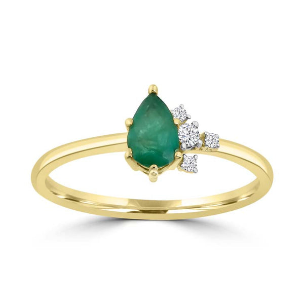 Diamond, Emerald Ring with 0.04ct Diamonds in 9ct Yellow Gold