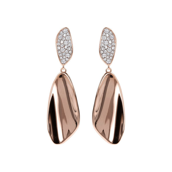 Bronzallure Leaf Earrings Cubic Zirconia