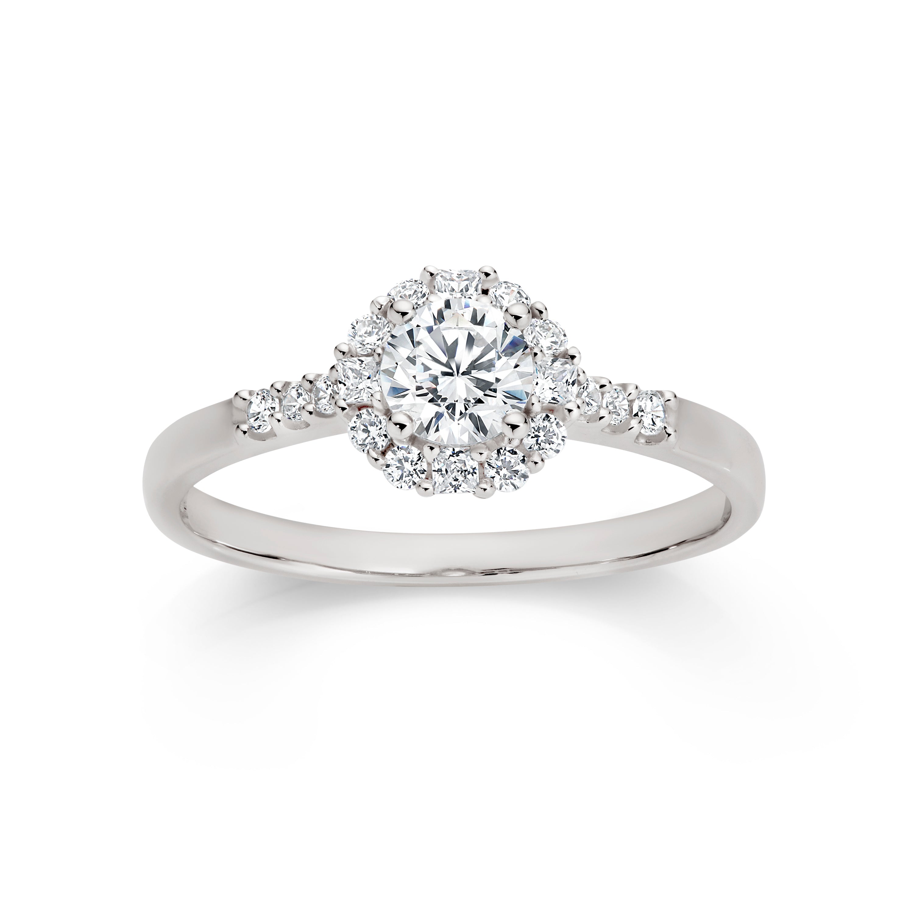 9ct white gold stone set ring