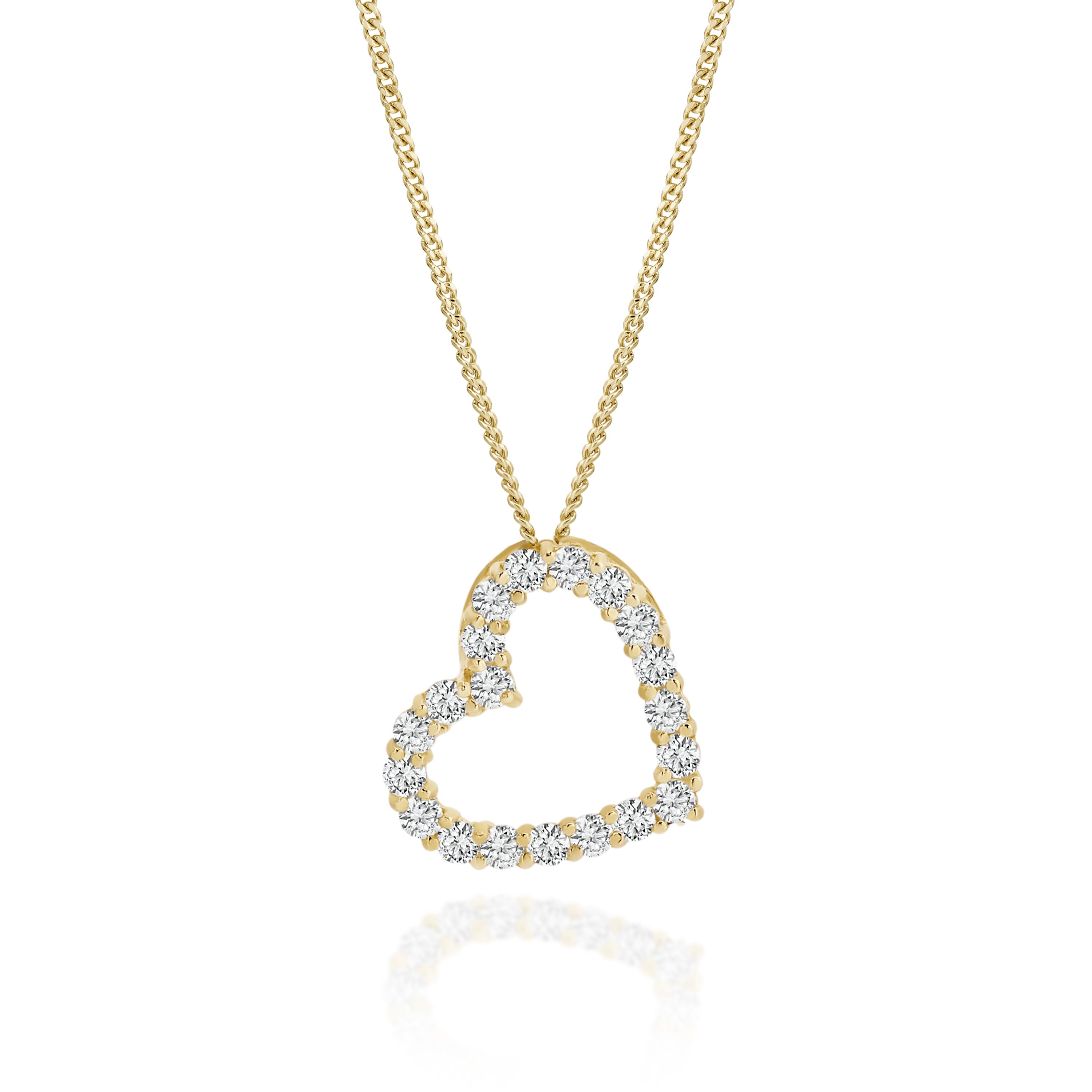 9ct gold stone set heart pendant