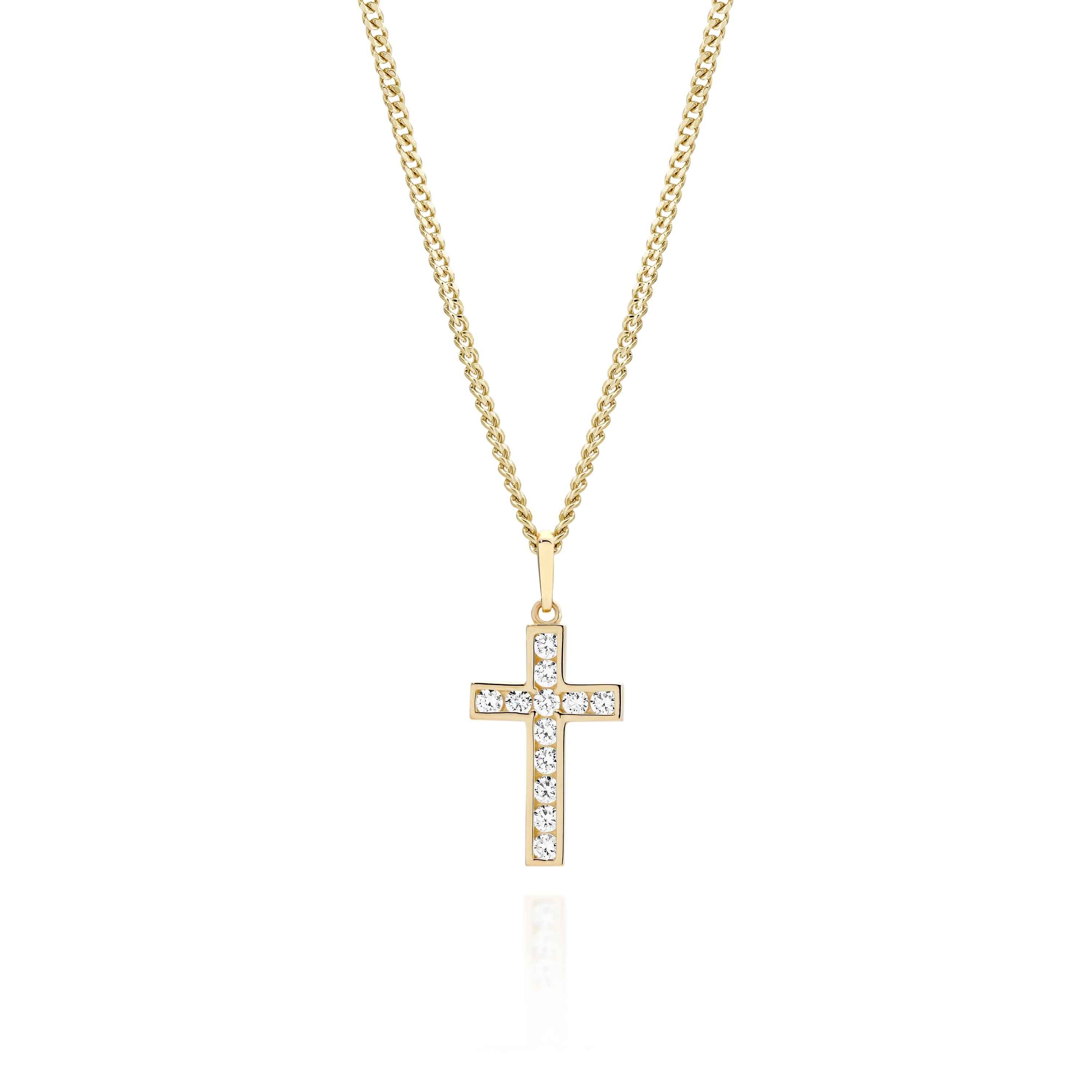 9ct gold stone set cross pendant