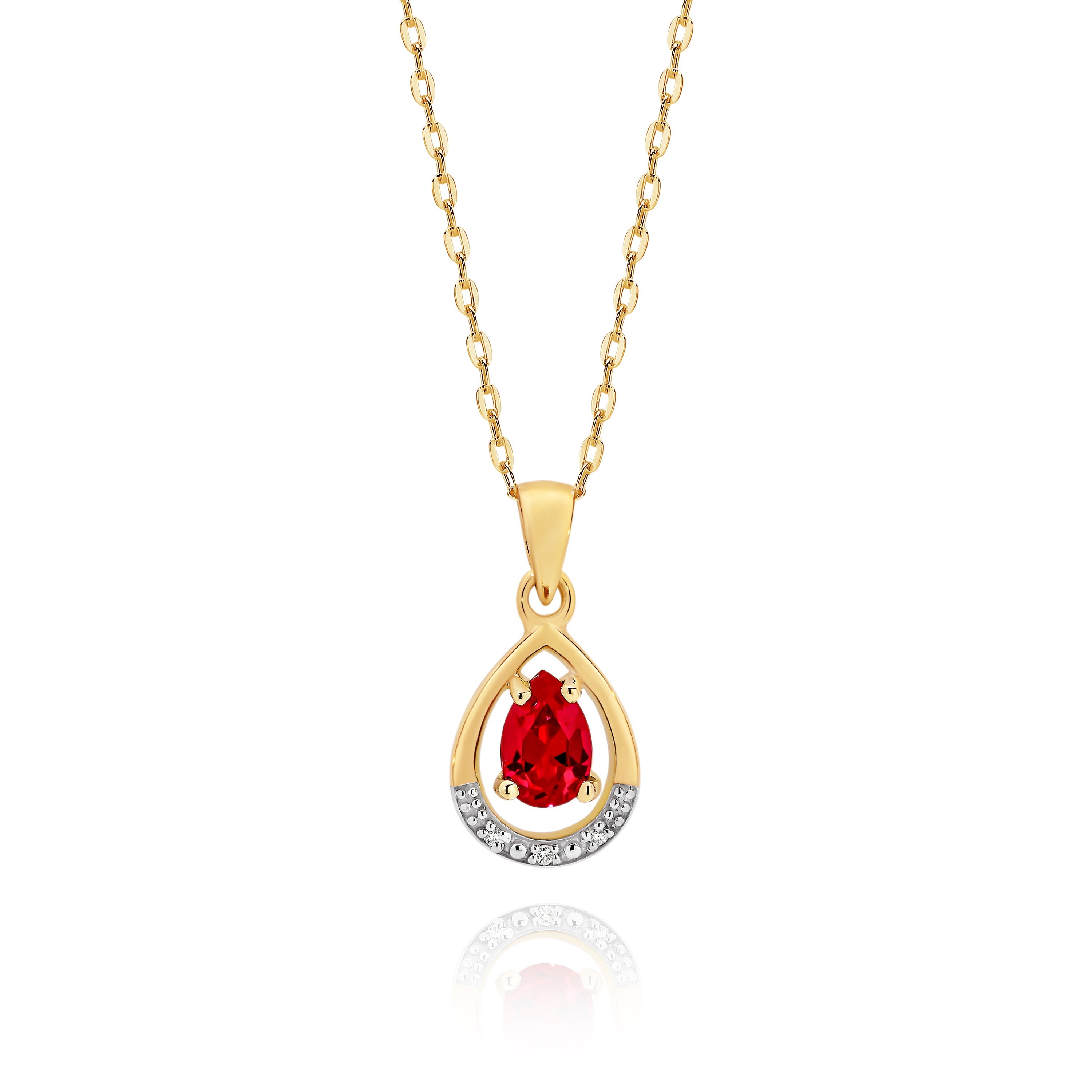 9ct gold cr ruby & diamond pendant