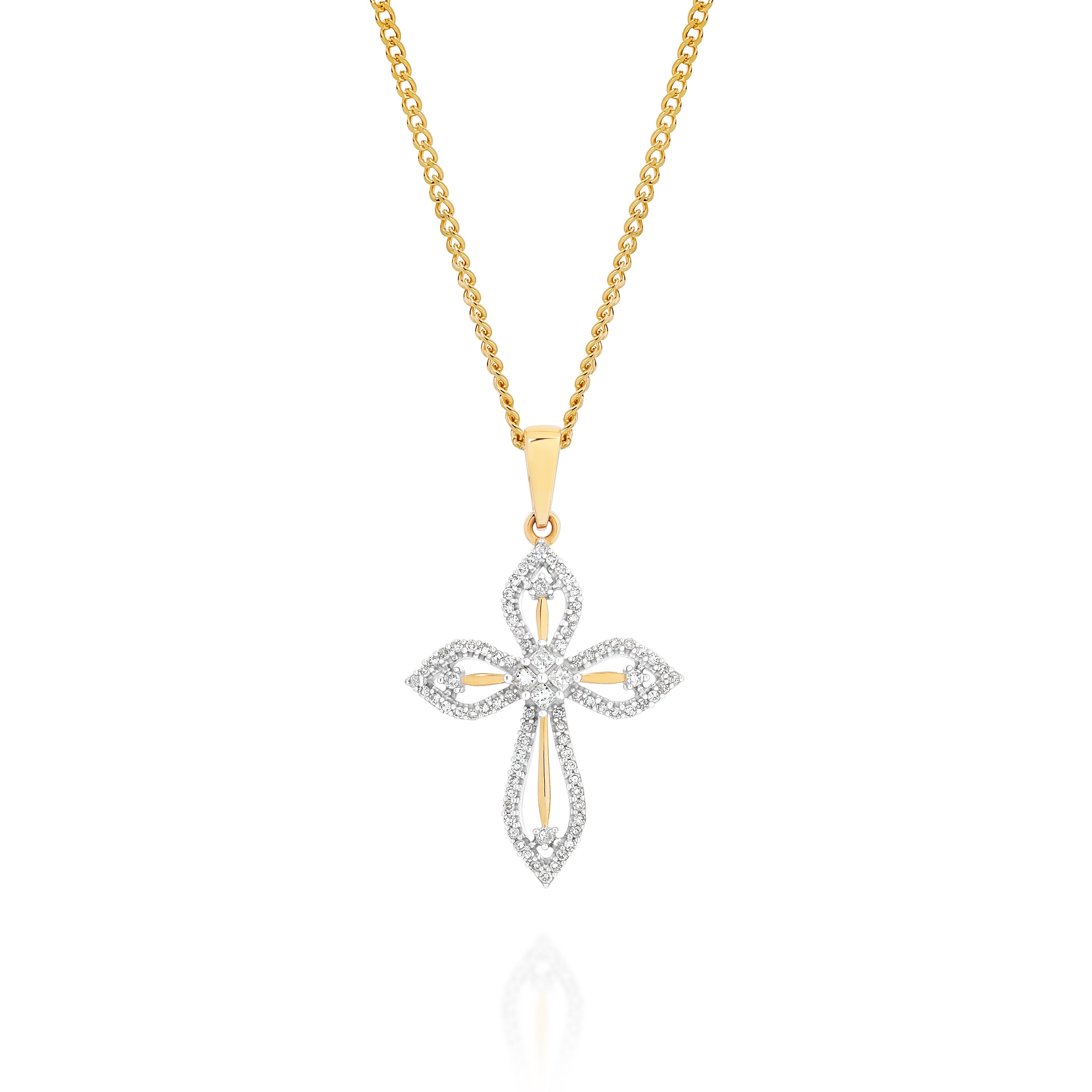 9ct 0.20ct fancy diamond cross