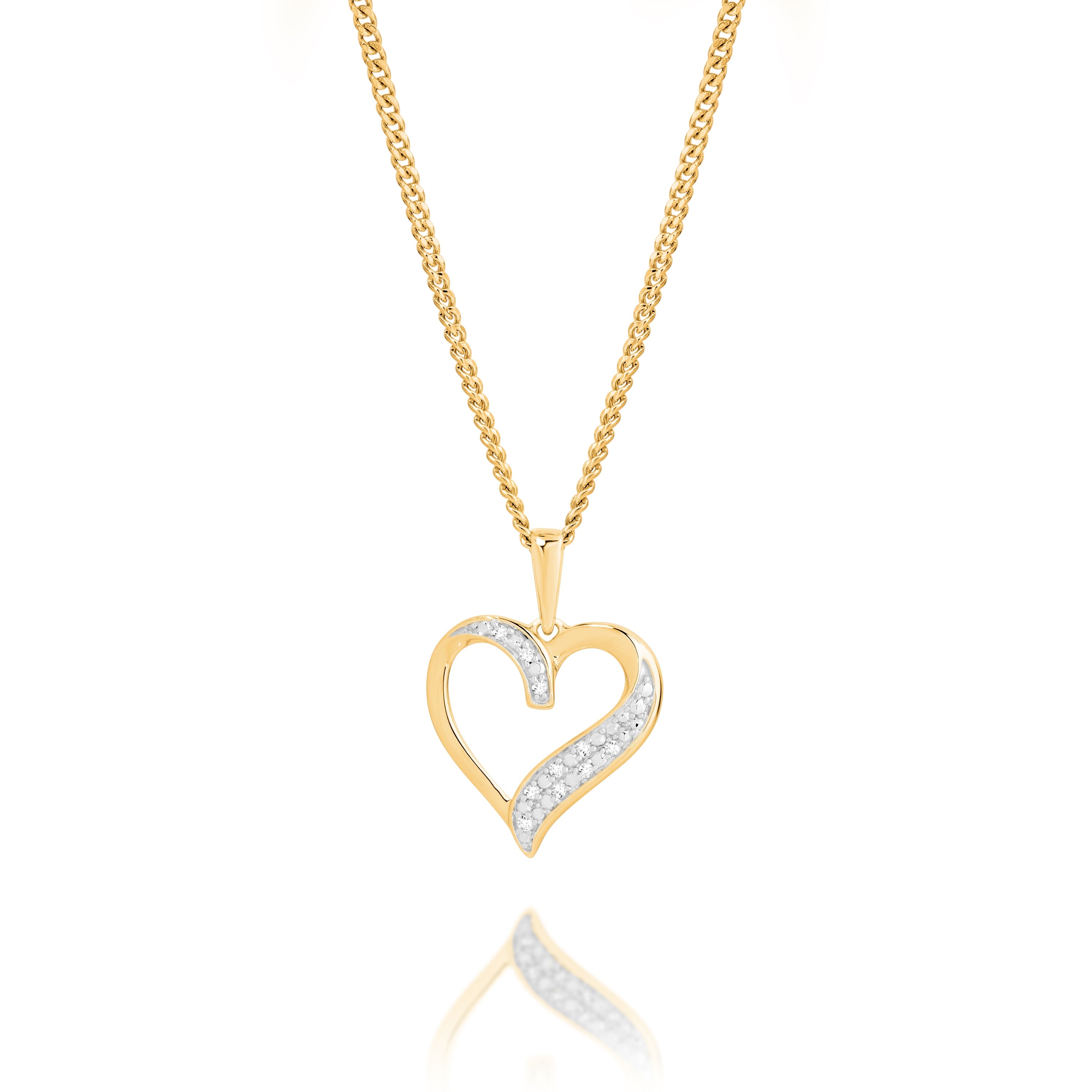 9ct 0.03ct diamond heart pendant