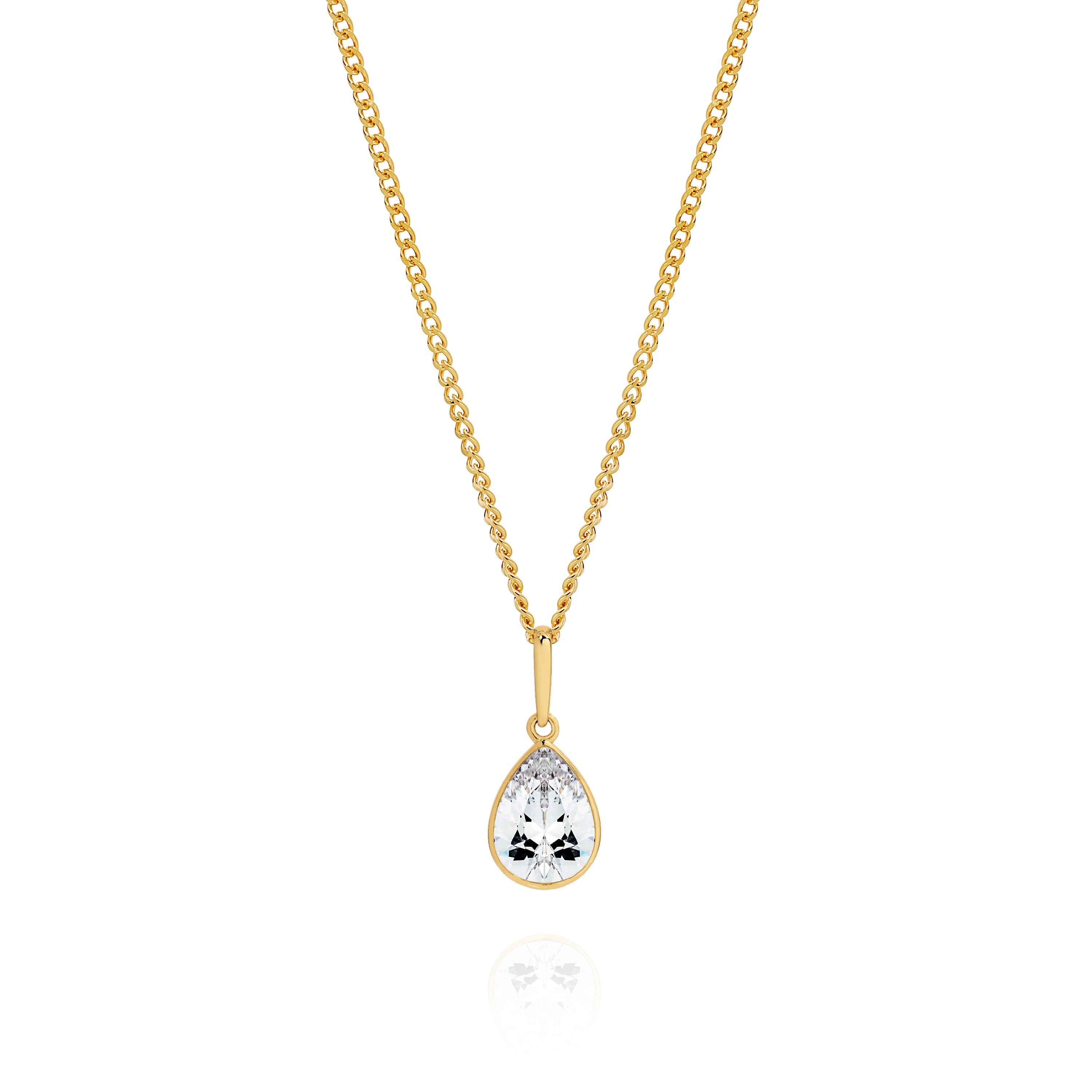 9ct cubic zirconia pear bezel pendant