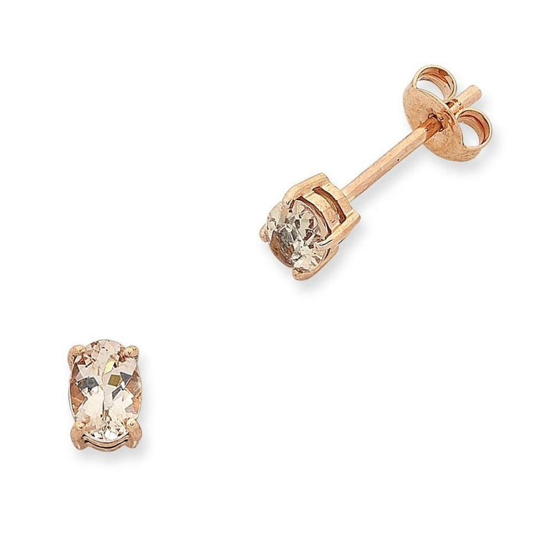 9Ct Rose Gold Morganite Studs