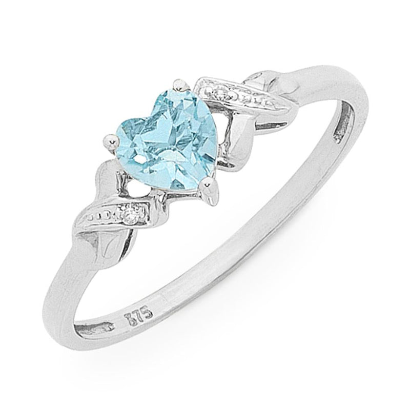 Sterling Silver Blue Topaz & Diamond Ring