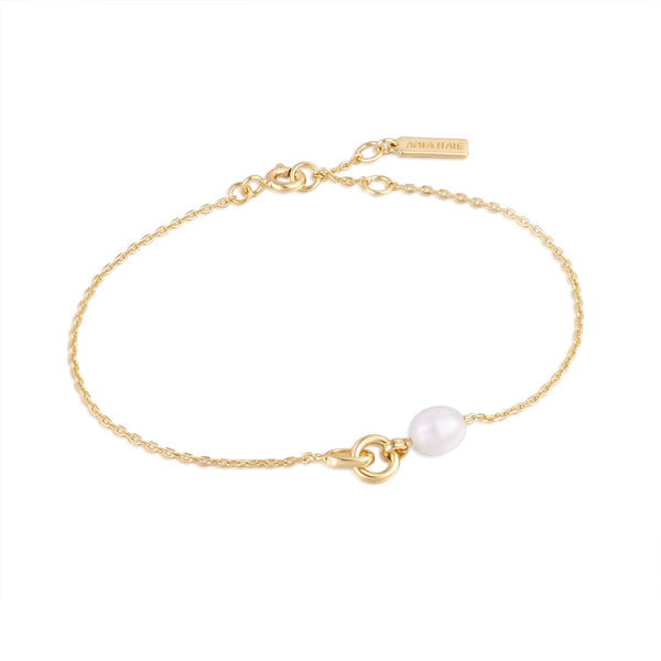 Ania Haie Gold Pearl Link Chain Bracelet