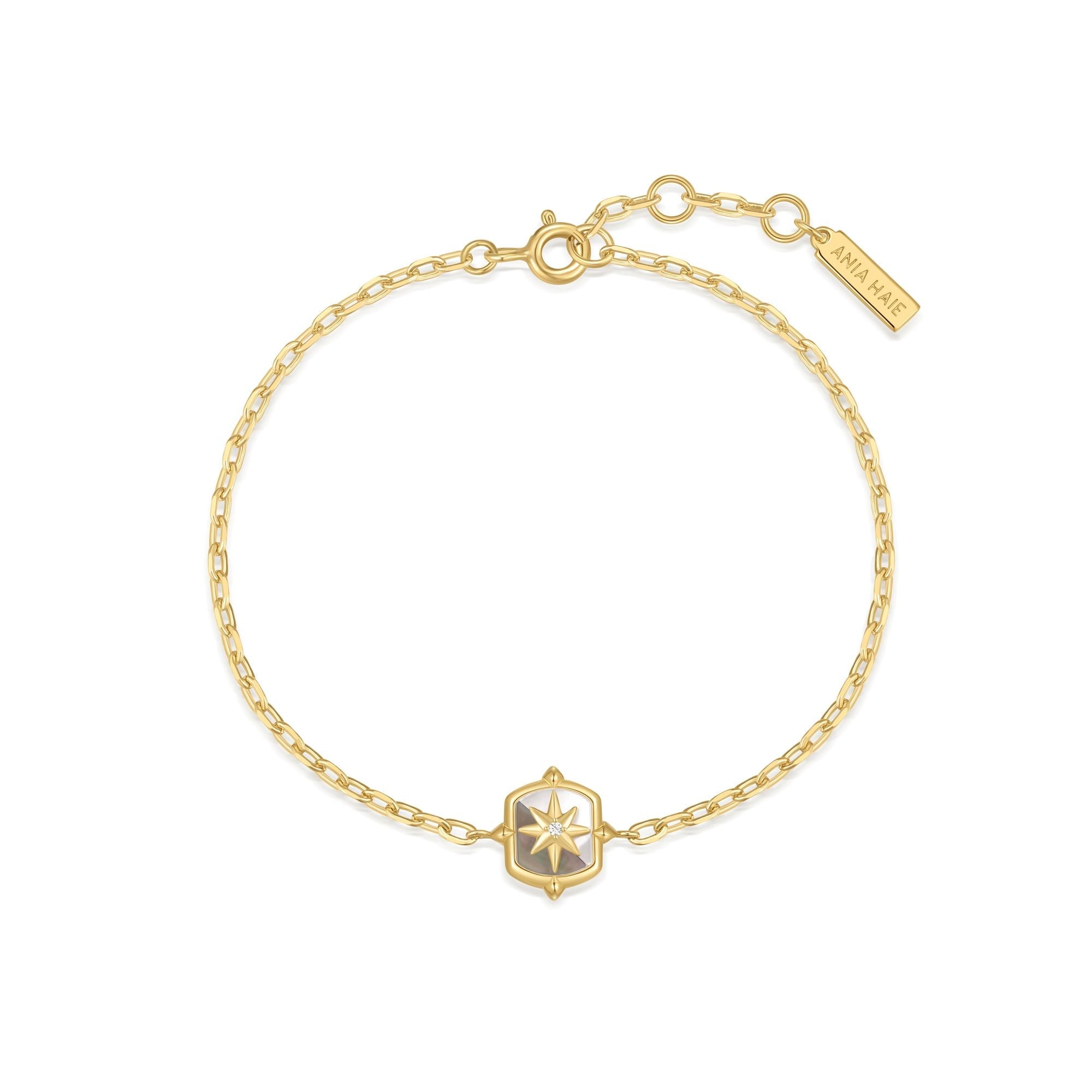 Ania Haie Gold Colour-Block Mother of Pearl Star Bracelet