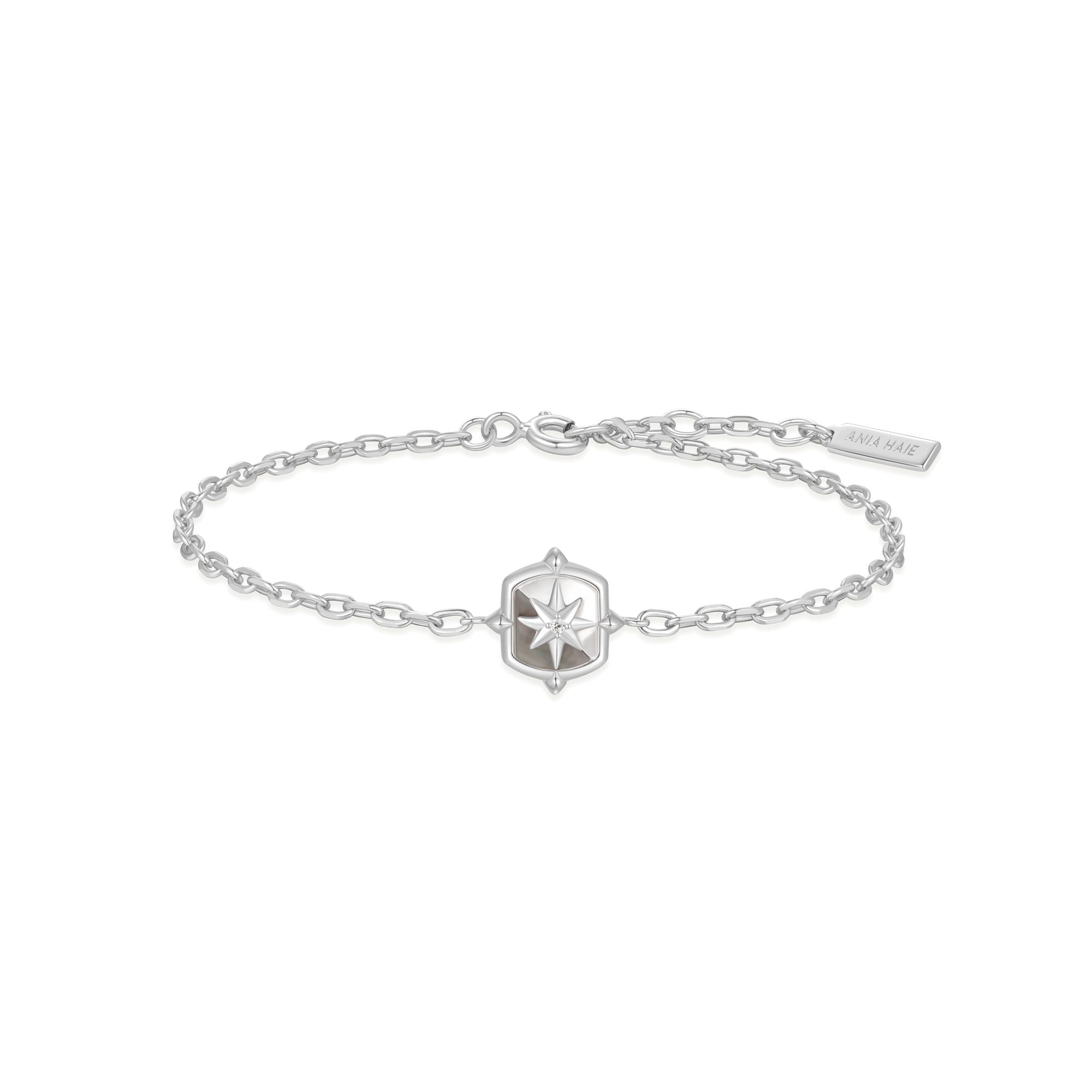 Ania Haie Silver Colour-Block Mother of Pearl Star Bracelet