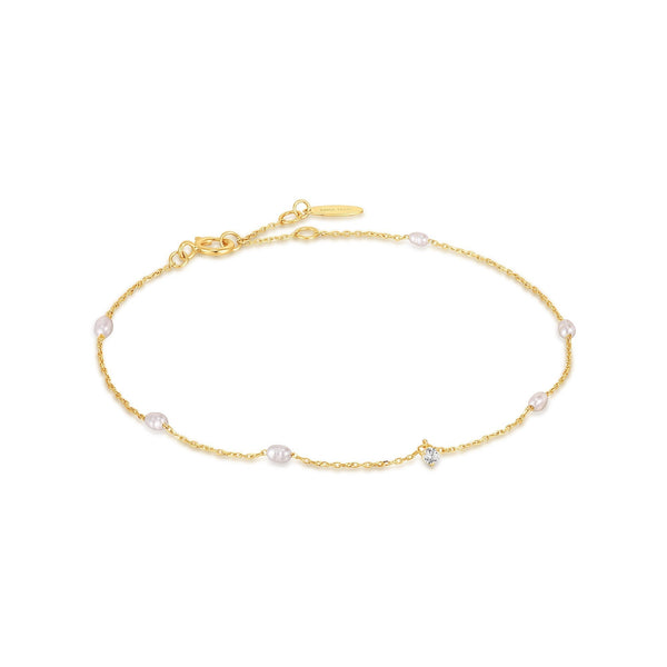 Ania Haie 14ct Gold Pearl and White Sapphire Bracelet