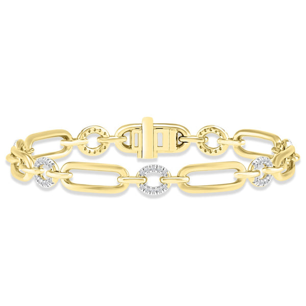 0.40ct HI I1 Diamond Bracelet 18.5cm in 9ct Yellow Gold