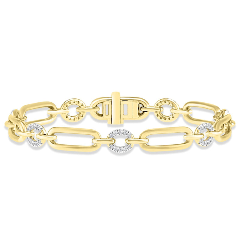 0.40ct HI I1 Diamond Bracelet 18.5cm in 9ct Yellow Gold