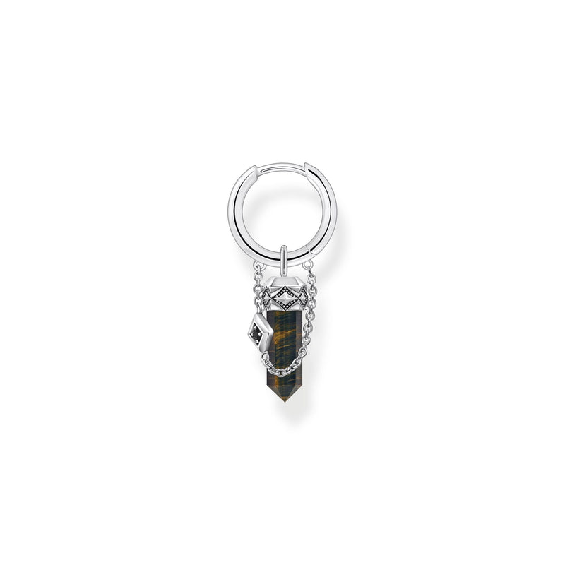 THOMAS SABO Crystal Single Hoop Earring with Golden Blue Tiger's Eye