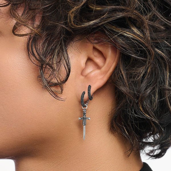 THOMAS SABO Hoop earrings with black zirconia pave
