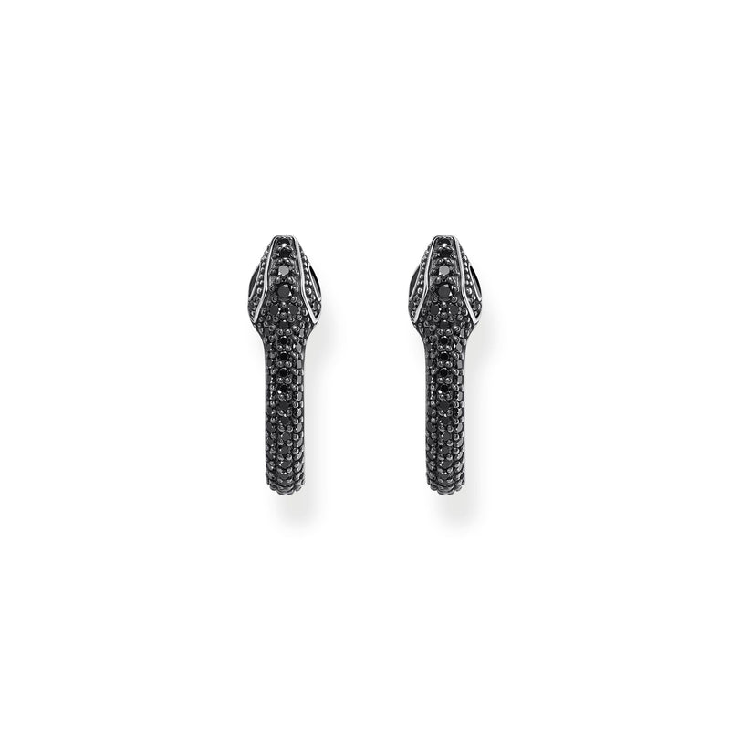 THOMAS SABO Snake hoop earrings with black zirconia