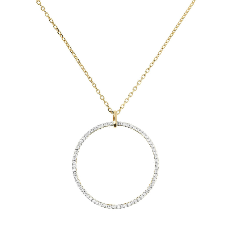 Bronzallure Pave Open Circle Pendant Golden Necklace