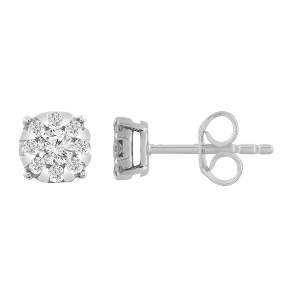 Stud Earrings with 0.33ct Diamonds in 9K White Gold