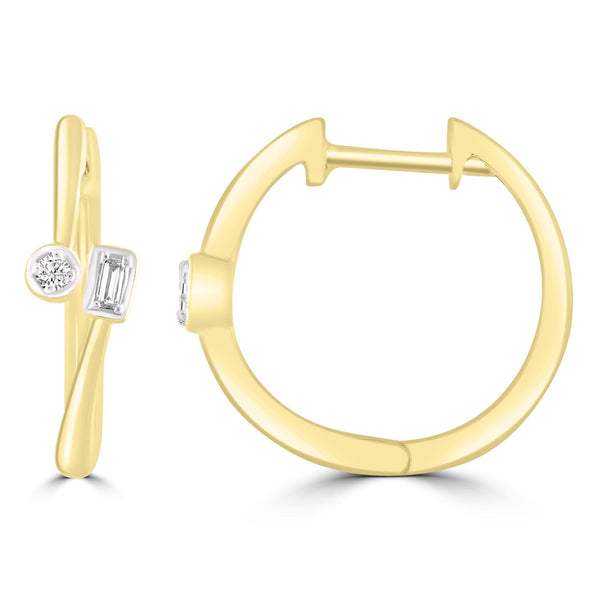 Diamond Hoop Earrings with 0.06ct Diamonds in 9ct Yellow Gold