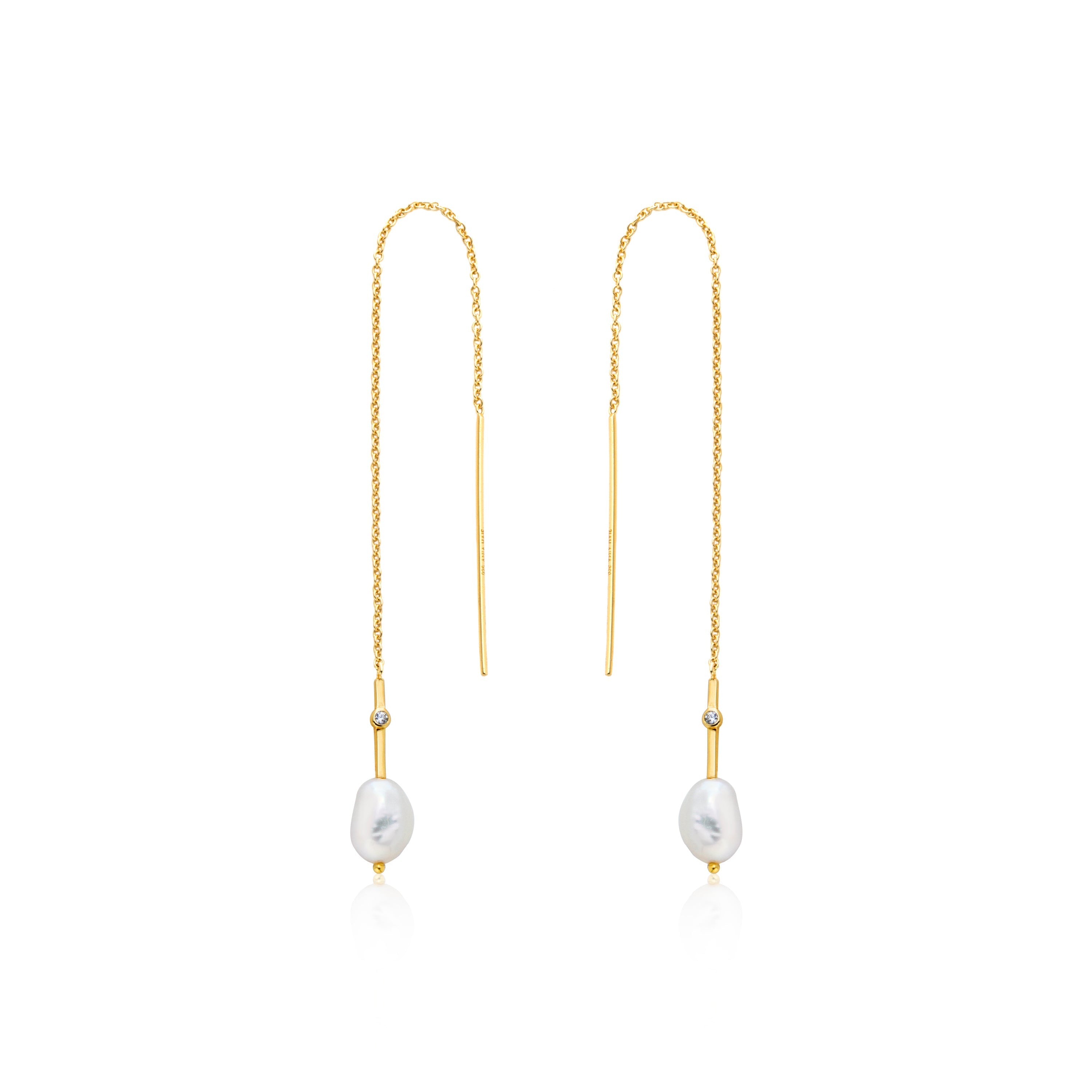 Ania Haie Pearl Threader Earrings Gold