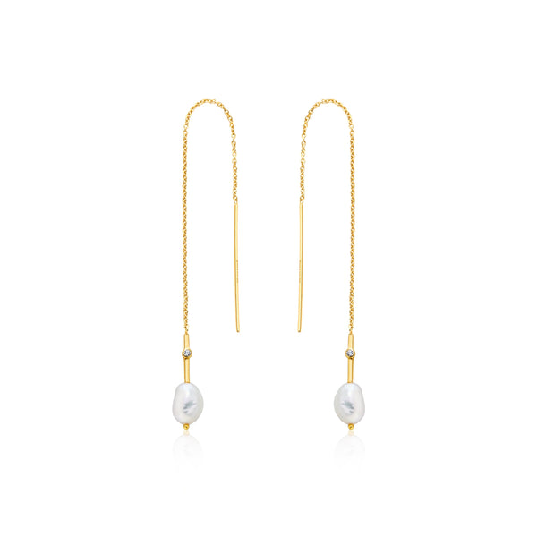 Ania Haie Pearl Threader Earrings Gold