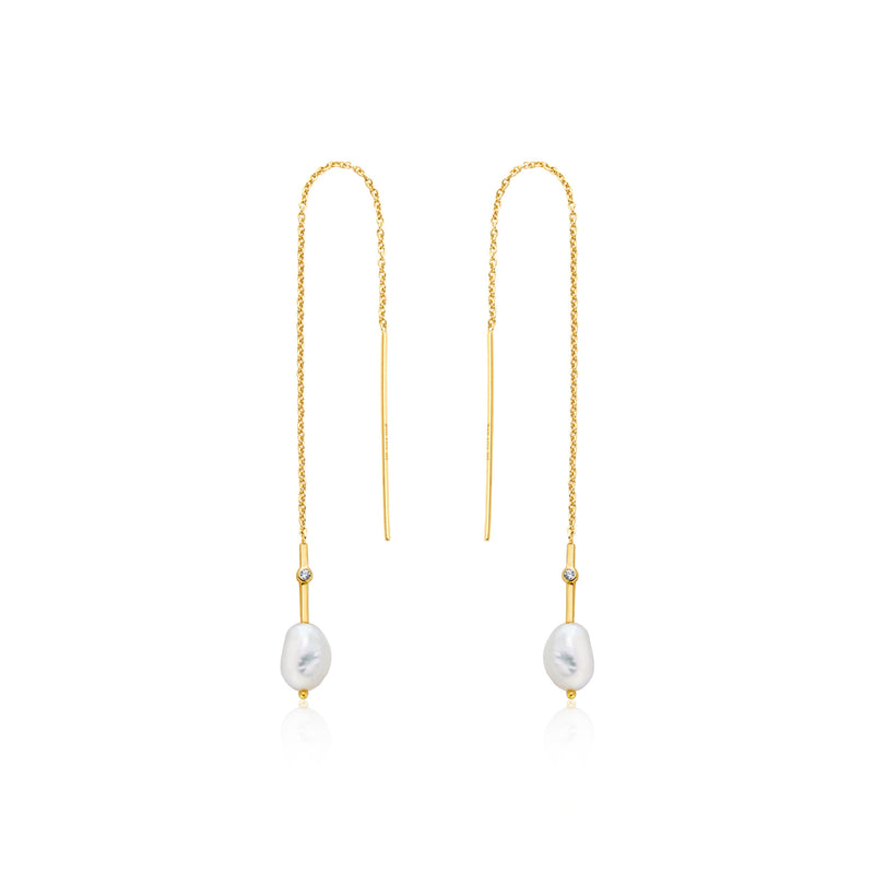Ania Haie Pearl Threader Earrings Gold
