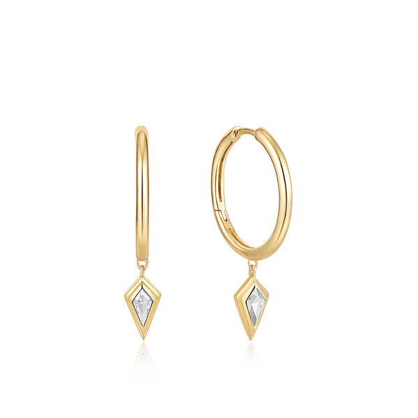 Ania Haie Gold Sparkle Drop Pendant Hoop Earrings