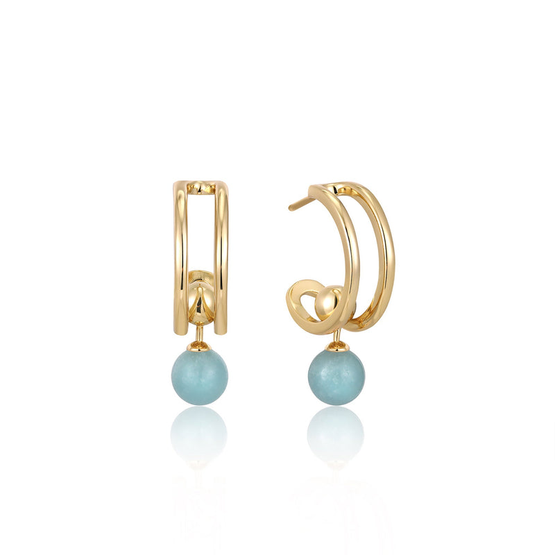 Ania Haie Gold Orb Amazonite Stud Mini Hoop Earrings