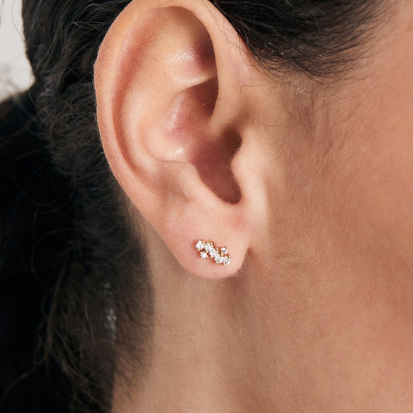 Gold Sparkle Cluster Climber Barbell Single Earring