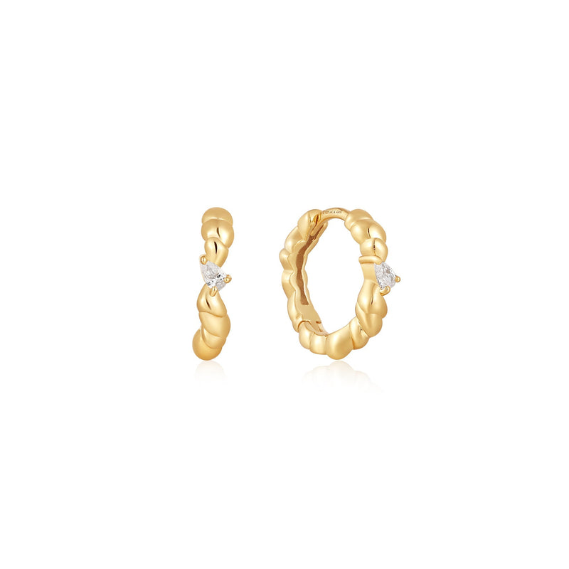 Ania Haie Gold Twisted Wave Huggie Hoop Earrings