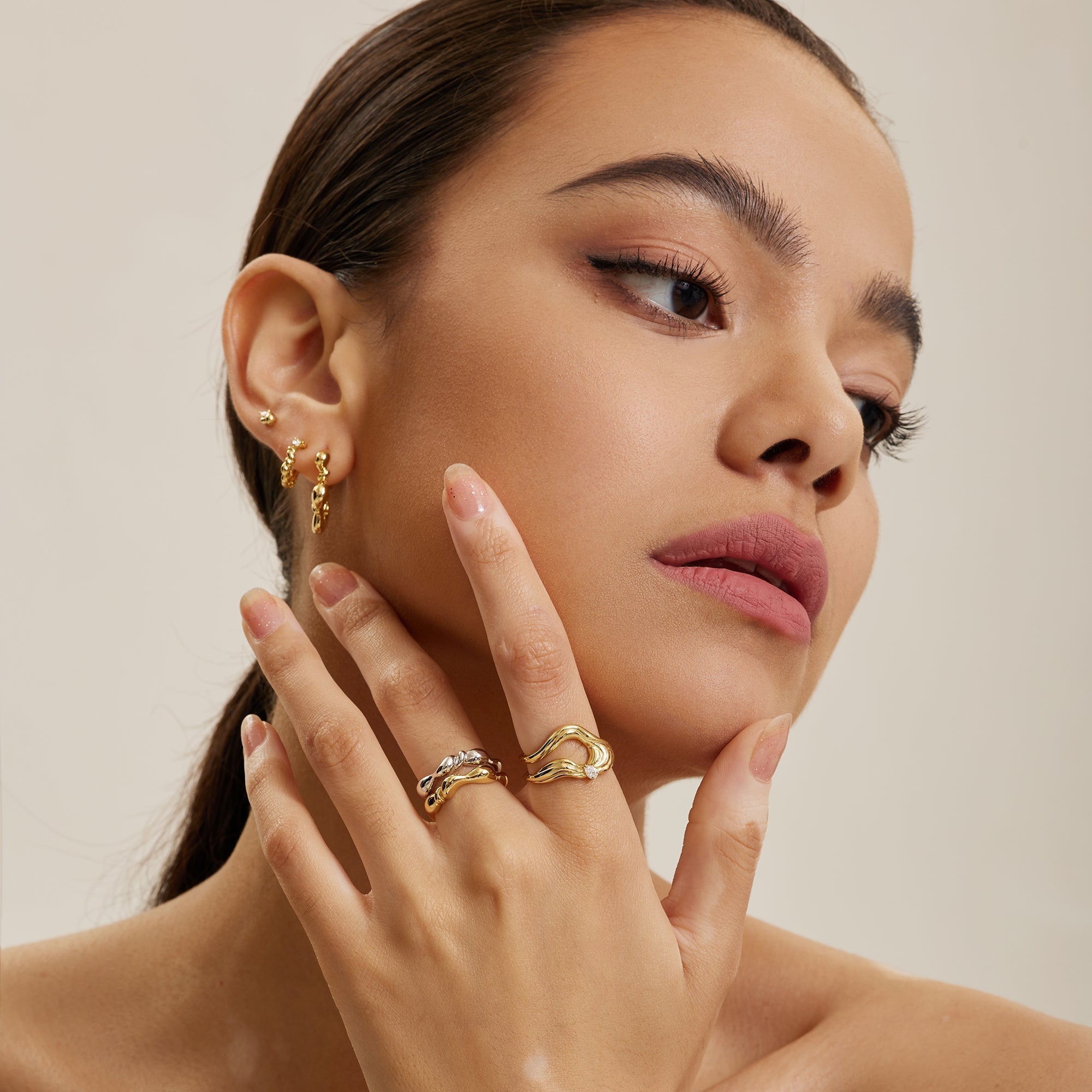 Ania Haie Gold Twisted Wave Wide Adjustable Ring